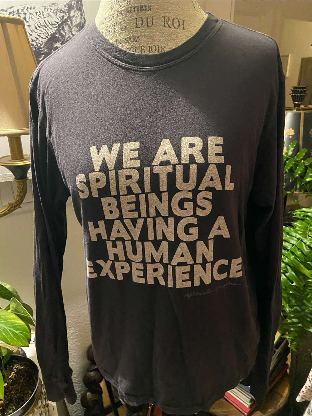 Spiritual Gangster Black Long-Sleeve Tee with Cream Graphic